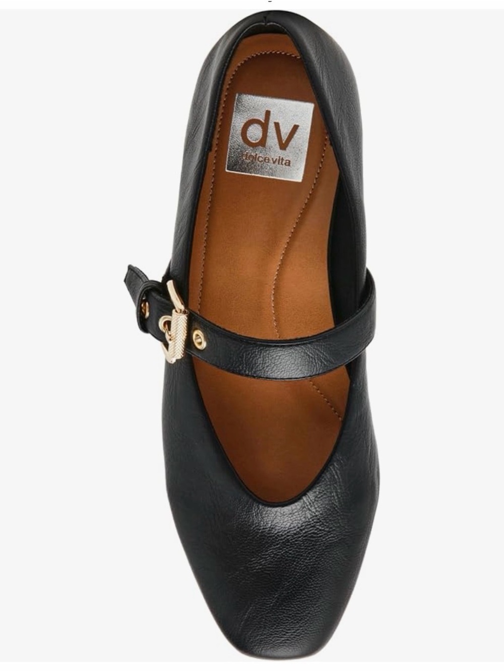 Dolce Vita Black  Mary Jane Flat with Gold Buckle Accent